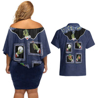 Western Yoke Couples Matching Off Shoulder Short Dress and Hawaiian Shirt Grinch Art Parody Christmas - Wonder Print Shop