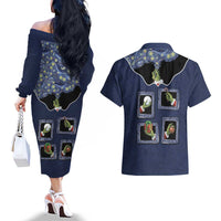 Western Yoke Couples Matching Off The Shoulder Long Sleeve Dress and Hawaiian Shirt Grinch Art Parody Christmas - Wonder Print Shop