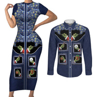 Western Yoke Couples Matching Short Sleeve Bodycon Dress and Long Sleeve Button Shirt Grinch Art Parody Christmas - Wonder Print Shop