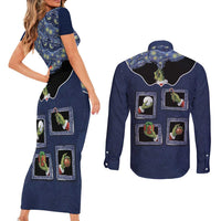 Western Yoke Couples Matching Short Sleeve Bodycon Dress and Long Sleeve Button Shirt Grinch Art Parody Christmas - Wonder Print Shop