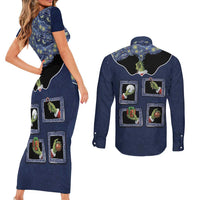 Western Yoke Couples Matching Short Sleeve Bodycon Dress and Long Sleeve Button Shirt Grinch Art Parody Christmas - Wonder Print Shop