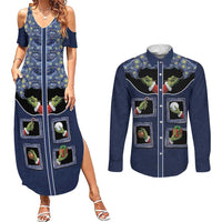 Western Yoke Couples Matching Summer Maxi Dress and Long Sleeve Button Shirt Grinch Art Parody Christmas - Wonder Print Shop