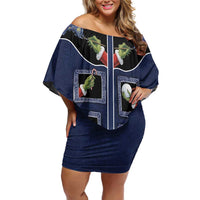Western Yoke Family Matching Off Shoulder Short Dress and Hawaiian Shirt Grinch Art Parody Christmas - Wonder Print Shop