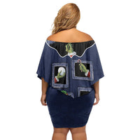 Western Yoke Family Matching Off Shoulder Short Dress and Hawaiian Shirt Grinch Art Parody Christmas - Wonder Print Shop