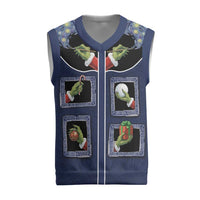 Western Yoke Christmas Knitted V-Neck Vest Grinch Art Parody Christmas - Wonder Print Shop