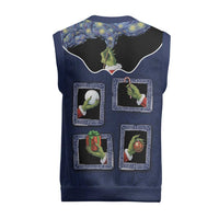 Western Yoke Christmas Knitted V-Neck Vest Grinch Art Parody Christmas - Wonder Print Shop