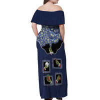 Western Yoke Off Shoulder Maxi Dress Grinch Art Parody Christmas - Wonder Print Shop