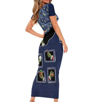 Western Yoke Short Sleeve Bodycon Dress Grinch Art Parody Christmas - Wonder Print Shop