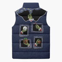 Western Yoke Sleeveless Puffer Jacket Grinch Art Parody Christmas - Wonder Print Shop