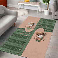 Western Yoke Area Rug Rabbit Howdy Christmas - Wonder Print Shop
