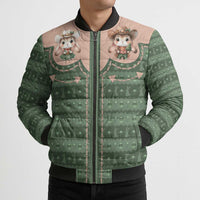 Western Yoke Bomber Puffer Jacket Rabbit Howdy Christmas - Wonder Print Shop