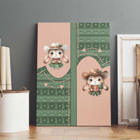 Western Yoke Canvas Wall Art Rabbit Howdy Christmas - Wonder Print Shop