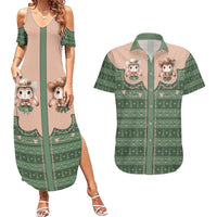Western Yoke Couples Matching Summer Maxi Dress and Hawaiian Shirt Rabbit Howdy Christmas - Wonder Print Shop