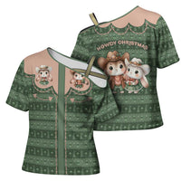 Western Yoke Cross Shoulder Shirt Rabbit Howdy Christmas - Wonder Print Shop