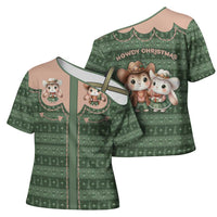 Western Yoke Cross Shoulder Shirt Rabbit Howdy Christmas - Wonder Print Shop