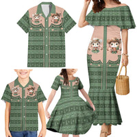 Western Yoke Family Matching Mermaid Dress and Hawaiian Shirt Rabbit Howdy Christmas - Wonder Print Shop