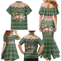 Western Yoke Family Matching Mermaid Dress and Hawaiian Shirt Rabbit Howdy Christmas - Wonder Print Shop