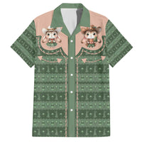 Western Yoke Family Matching Off The Shoulder Long Sleeve Dress and Hawaiian Shirt Rabbit Howdy Christmas - Wonder Print Shop