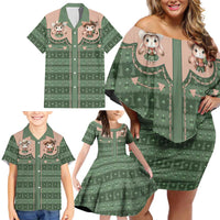 Western Yoke Family Matching Off Shoulder Short Dress and Hawaiian Shirt Rabbit Howdy Christmas - Wonder Print Shop