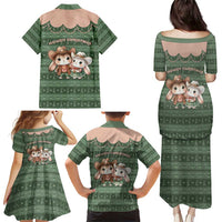 Western Yoke Family Matching Puletasi and Hawaiian Shirt Rabbit Howdy Christmas - Wonder Print Shop
