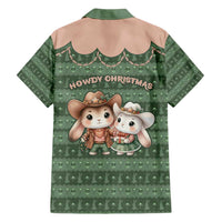 Western Yoke Family Matching Short Sleeve Bodycon Dress and Hawaiian Shirt Rabbit Howdy Christmas - Wonder Print Shop