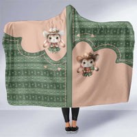 Western Yoke Hooded Blanket Rabbit Howdy Christmas - Wonder Print Shop