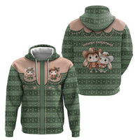Western Yoke Hoodie Rabbit Howdy Christmas - Wonder Print Shop