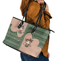 Western Yoke Leather Tote Bag Rabbit Howdy Christmas - Wonder Print Shop