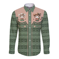 Western Yoke Long Sleeve Button Shirt Rabbit Howdy Christmas - Wonder Print Shop