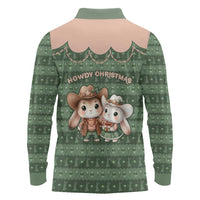 Western Yoke Long Sleeve Polo Shirt Rabbit Howdy Christmas - Wonder Print Shop