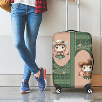 Western Yoke Luggage Cover Rabbit Howdy Christmas - Wonder Print Shop