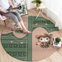 Western Yoke Round Carpet Rabbit Howdy Christmas - Wonder Print Shop