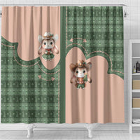 Western Yoke Shower Curtain Rabbit Howdy Christmas - Wonder Print Shop