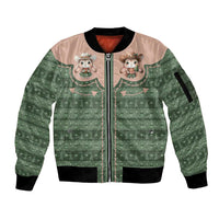 Western Yoke Sleeve Zip Bomber Jacket Rabbit Howdy Christmas - Wonder Print Shop