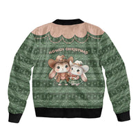 Western Yoke Sleeve Zip Bomber Jacket Rabbit Howdy Christmas - Wonder Print Shop