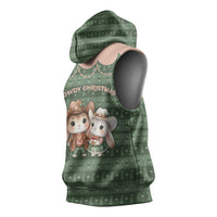 Western Yoke Sleeveless Hoodie Rabbit Howdy Christmas - Wonder Print Shop