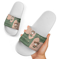 Western Yoke Slide Sandals Rabbit Howdy Christmas - Wonder Print Shop