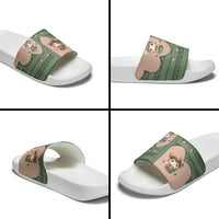 Western Yoke Slide Sandals Rabbit Howdy Christmas - Wonder Print Shop