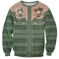 Western Yoke Sweatshirt Rabbit Howdy Christmas - Wonder Print Shop