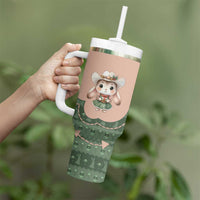 Western Yoke Tumbler With Handle Rabbit Howdy Christmas - Wonder Print Shop