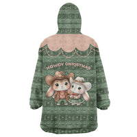 Western Yoke Wearable Blanket Hoodie Rabbit Howdy Christmas - Wonder Print Shop