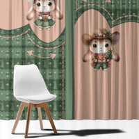 Western Yoke Window Curtain Rabbit Howdy Christmas - Wonder Print Shop