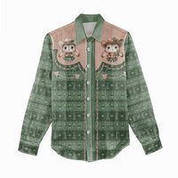 Western Yoke Women Casual Shirt Rabbit Howdy Christmas - Wonder Print Shop