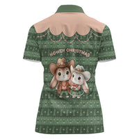 Western Yoke Women Polo Shirt Rabbit Howdy Christmas - Wonder Print Shop