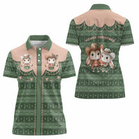 Western Yoke Women Polo Shirt Rabbit Howdy Christmas - Wonder Print Shop