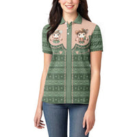 Western Yoke Women Polo Shirt Rabbit Howdy Christmas - Wonder Print Shop