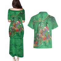 Dominica Christmas Couples Matching Puletasi and Hawaiian Shirt I Am Dreaming Of A Green Christmas - Wonder Print Shop