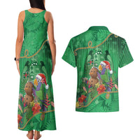 Dominica Christmas Couples Matching Tank Maxi Dress and Hawaiian Shirt I Am Dreaming Of A Green Christmas - Wonder Print Shop