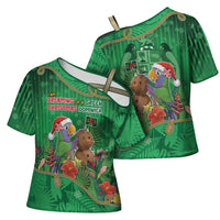 Dominica Christmas Cross Shoulder Shirt I Am Dreaming Of A Green Christmas - Wonder Print Shop