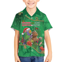 Dominica Christmas Family Matching Long Sleeve Bodycon Dress and Hawaiian Shirt I Am Dreaming Of A Green Christmas - Wonder Print Shop